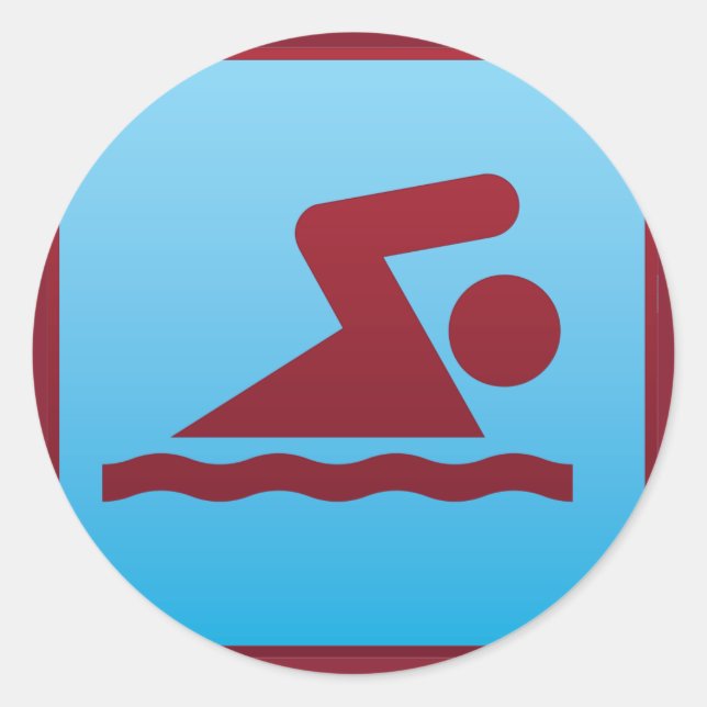 swimming sport classic round sticker (Front)