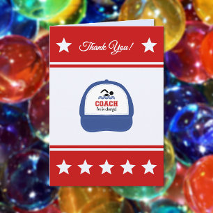 Swimming sport coach thank you card