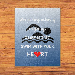 Swimming sports quotation blue jigsaw puzzle
