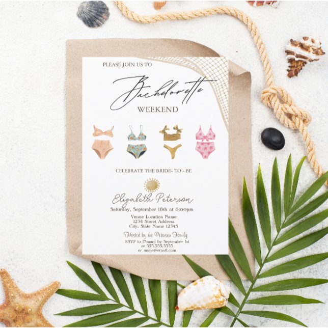  Swimming Suits Tropical Beach Bachelorette Party Invitation (Creator Uploaded)