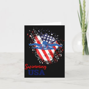 Swimming Support Team Flag Usa Pool Swimmer Card