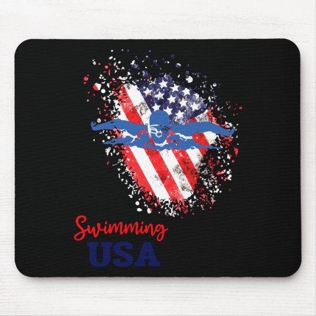 Swimming Support Team Flag Usa Pool Swimmer Mouse Mat (Front)