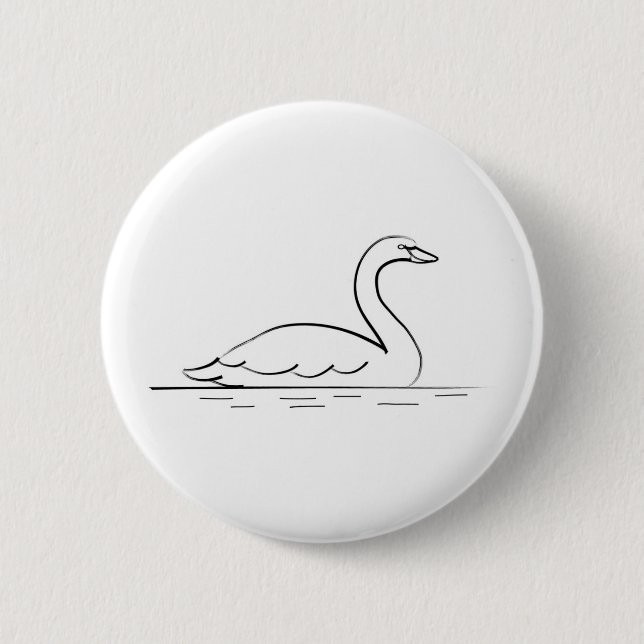 Swimming Swan 6 Cm Round Badge (Front)