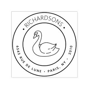 Swimming Swan Icon Return Address Self-inking Stamp