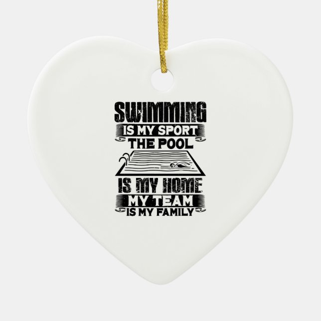 Swimming Swim Gift Ceramic Tree Decoration (Front)