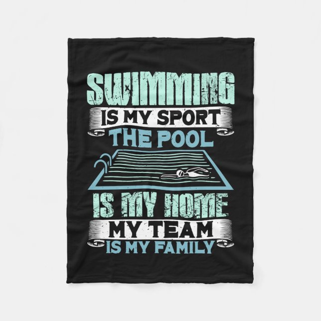 Swimming Swim Gift Fleece Blanket (Front)