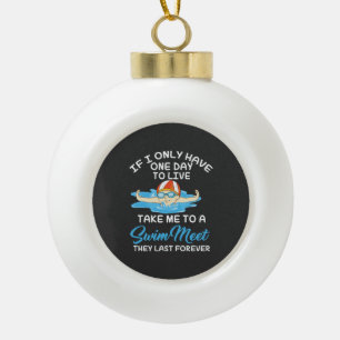Swimming Swim Sport Gift Ceramic Ball Christmas Ornament