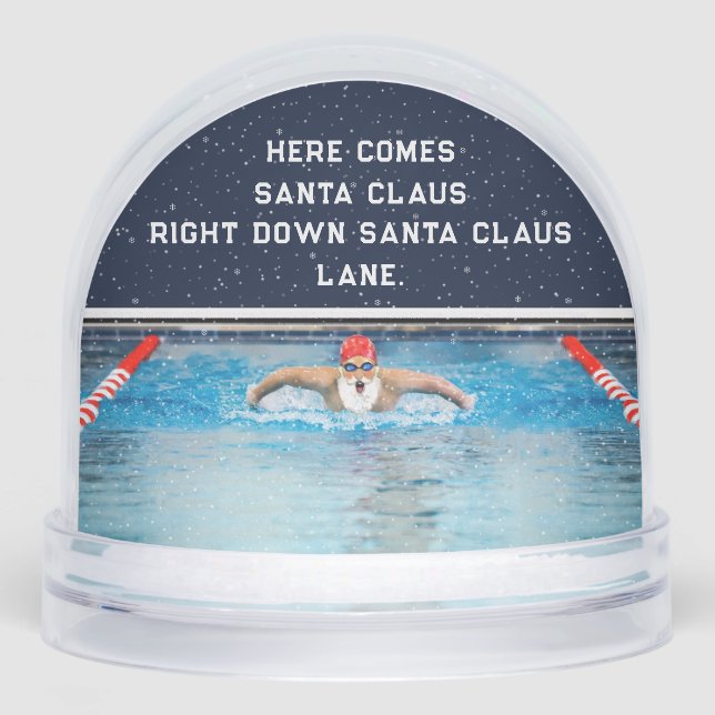 Swimming Swimmer Christmas Holiday Gift Snow Globe (Front)