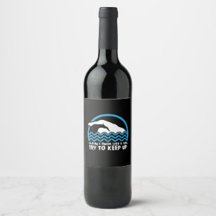 Swimming Swimmer Gift Wine Label
