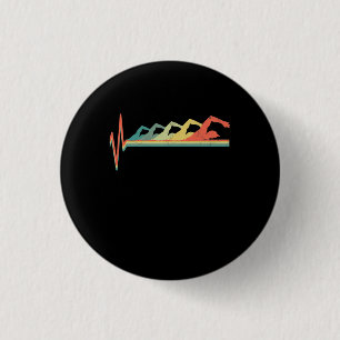 Swimming Swimmer Heartbeat  Gift Premium 3 Cm Round Badge