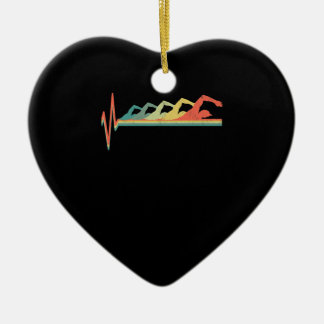 Swimming Swimmer Heartbeat  Gift Premium Ceramic Tree Decoration