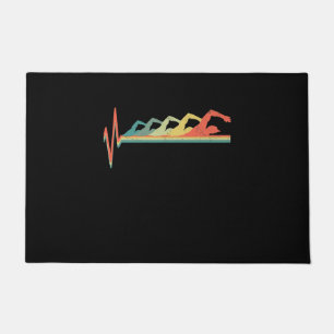 Swimming Swimmer Heartbeat Gift Premium Doormat
