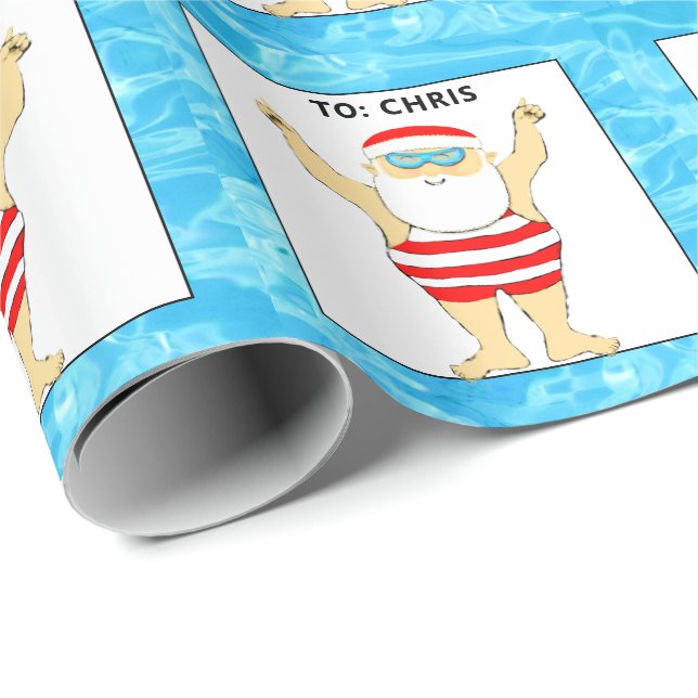 Swimming Swimmer Holiday Gift Wrapping Paper (Roll Corner)