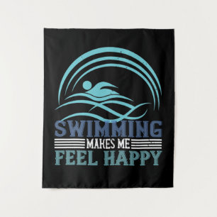 Swimming - Swimming makes me feel happy Tapestry