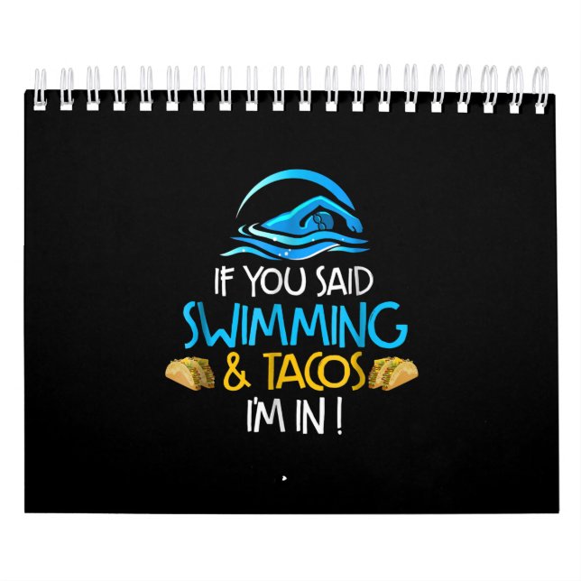 Swimming Taco Lover Funny Swim Team Men Women Calendar (Cover)