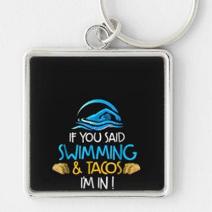 Swimming Taco Lover Funny Swim Team Men Women Key Ring