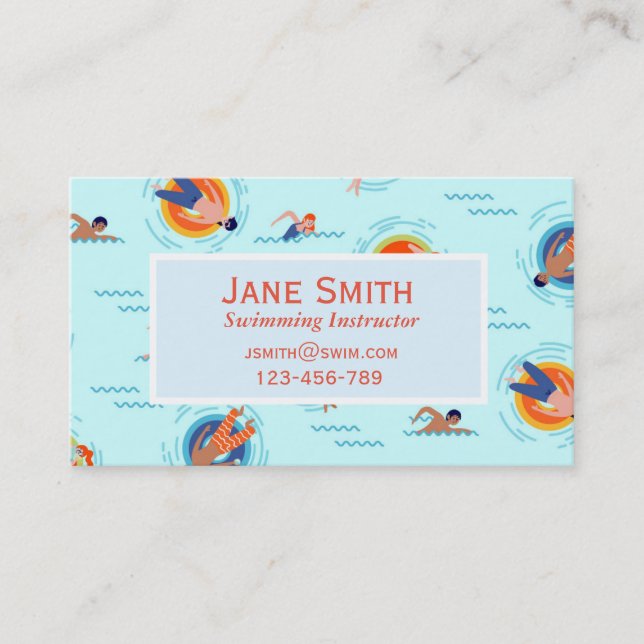 Swimming Teacher Swimming Instructor Swim Coach Business Card (Front)