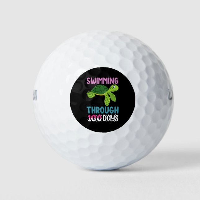 Swimming Through 100 Days Of School Turtle Golf Balls (Front)