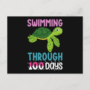 Swimming Through 100 Days Of School Turtle Postcard