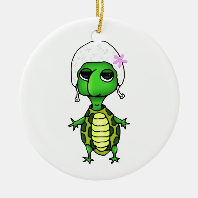 Swimming Turtle Ceramic Tree Decoration (Front)