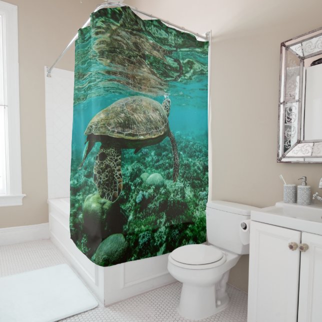 Swimming Turtle Shower Curtain (In Situ)