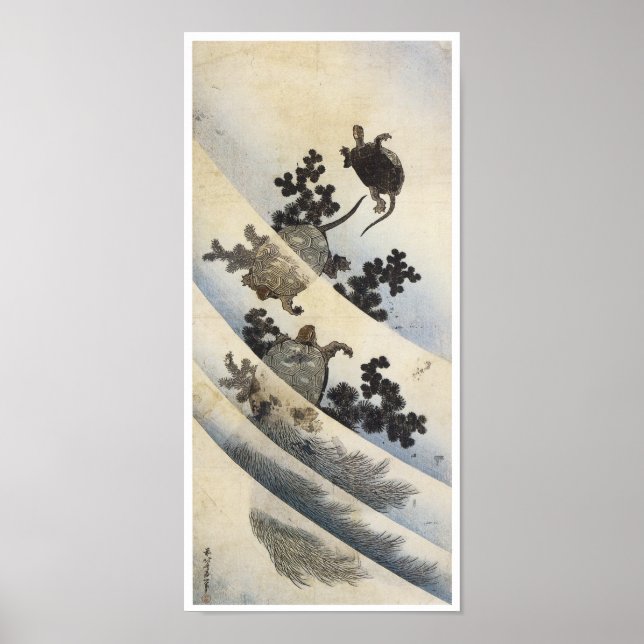 Swimming Turtles, Hokusai, 1832 Poster (Front)