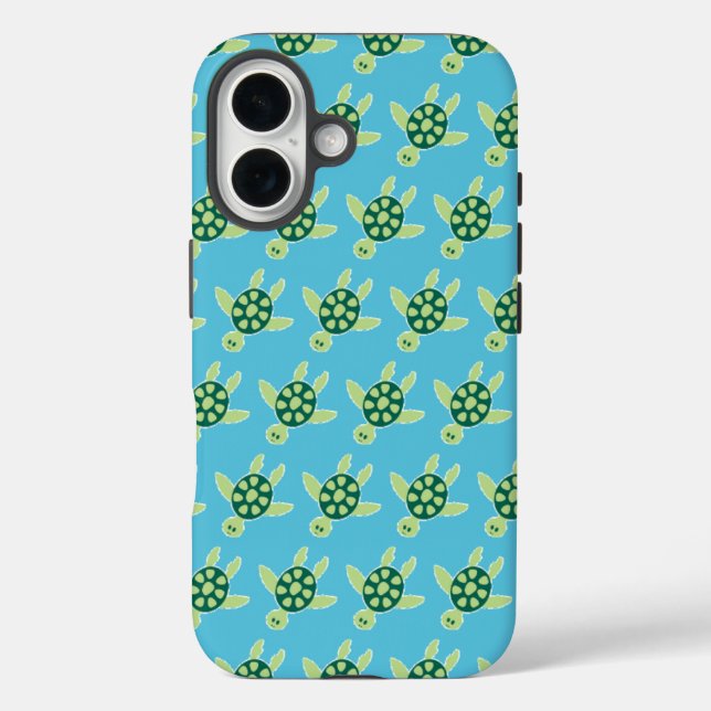Swimming Turtles Pattern Blue Case-Mate iPhone Case (Back)