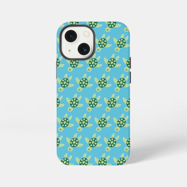 Swimming Turtles Pattern Blue iPhone Case (Back)