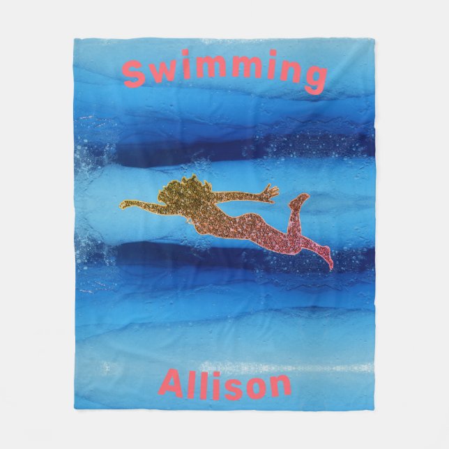 Swimming Under Water Girls Fleece Blanket (Front)