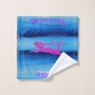 Swimming Under Water Girls Wash Cloth