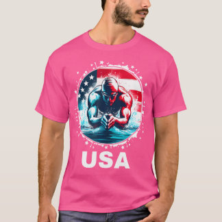 Swimming United States Team Apparel American Flag  T-Shirt
