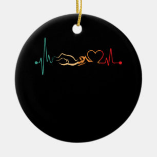 Swimming Vintage Swimmer Heartbeat Retro Gift Ceramic Tree Decoration