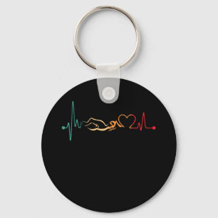 Swimming Vintage Swimmer Heartbeat Retro Gift Key Ring