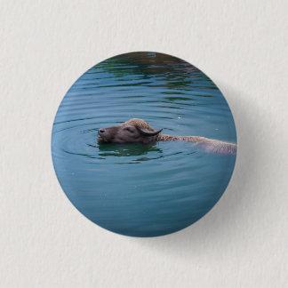 Swimming Water Buffalo 3 Cm Round Badge