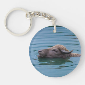 Swimming Water Buffalo Key Ring