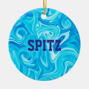 Swimming Water Sports Blue NAME Art Ceramic Tree Decoration