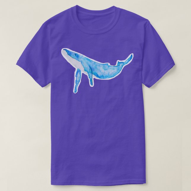 Swimming Watercolour Humpback Whale T-Shirt (Design Front)