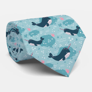Swimming Whales Ocean Bubbles Tie