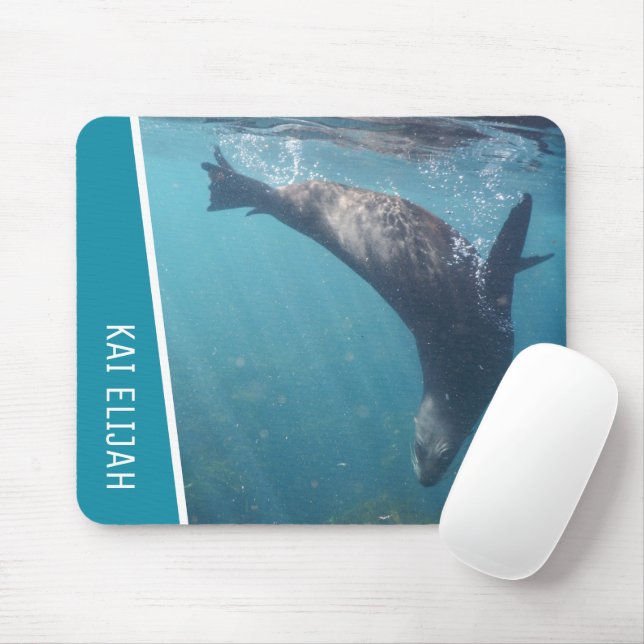 Swimming with a Seal Underwater Australia Mouse Mat (With Mouse)