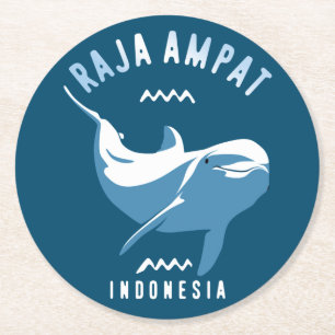 Swimming with Dolphins at Raja Ampat Round Paper Coaster