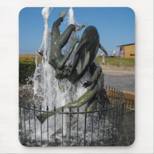 Swimming with dolphins fountain mouse mat