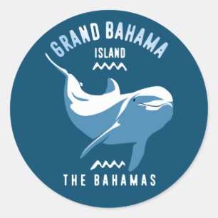 Swimming with Dolphins Grand Bahama Scuba Diving Classic Round Sticker
