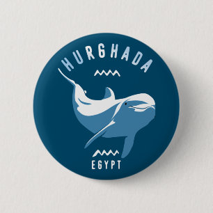 Swimming with Dolphins Hurghada Egypt T-Shirt 6 Cm Round Badge