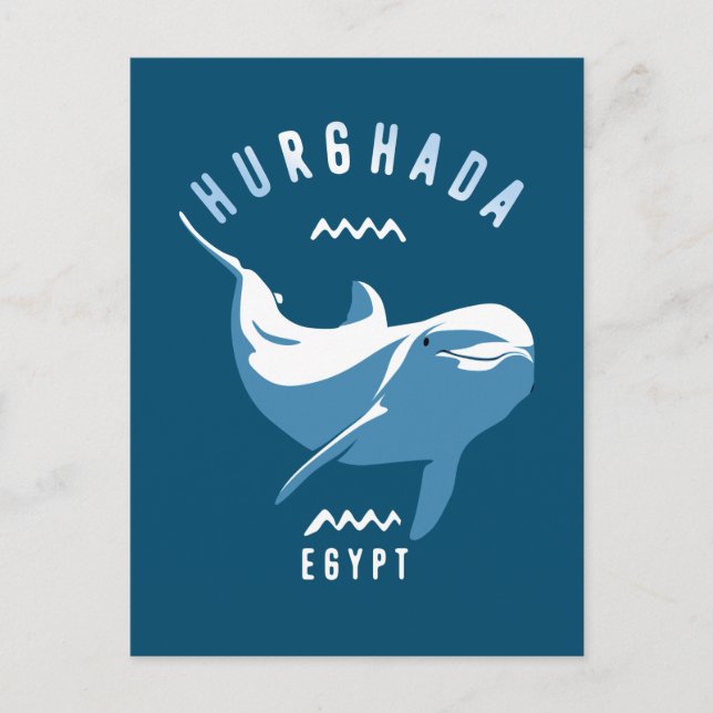 Swimming with Dolphins Hurghada Egypt T-Shirt Postcard (Front)