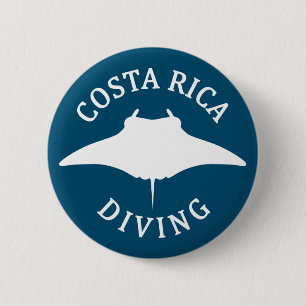 Swimming With Manta Ray - Costa Rica Scuba Diving 6 Cm Round Badge