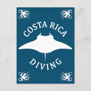 Swimming With Manta Ray - Costa Rica Scuba Diving Postcard