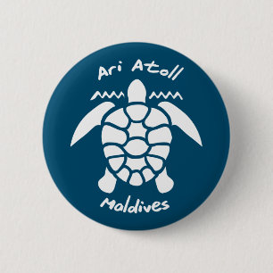 Swimming With Turtles at The Maldives on Ari Atoll 6 Cm Round Badge