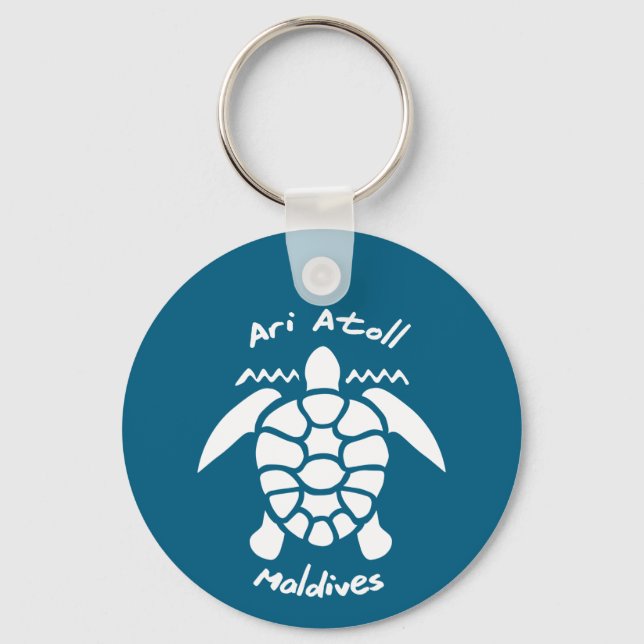 Swimming With Turtles at The Maldives on Ari Atoll Key Ring (Front)