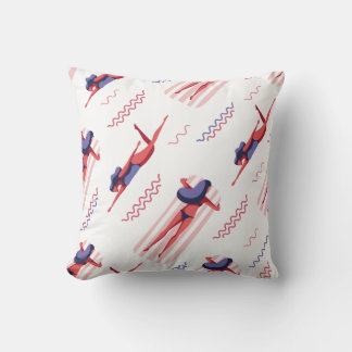 Swimming Woman Pattern Cushion