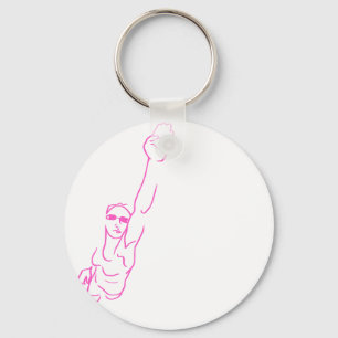Swimming Woman Pink Key Ring